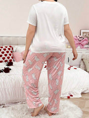 Pidžama set plus size, slatki print