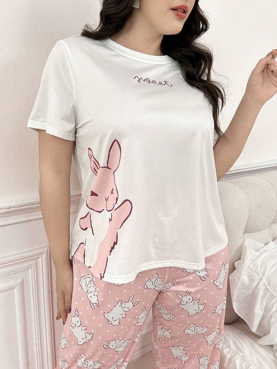 Pidžama set plus size, slatki print
