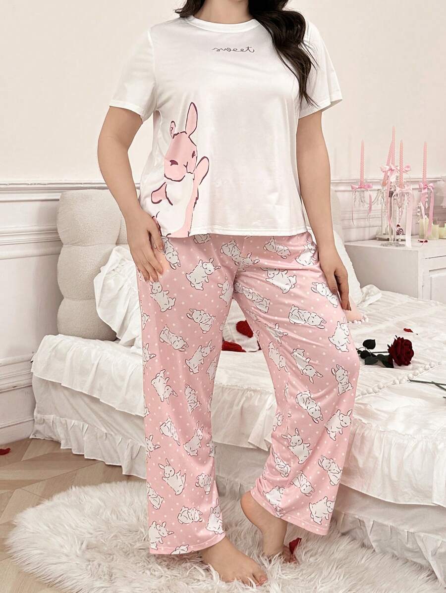 Pidžama set plus size, slatki print