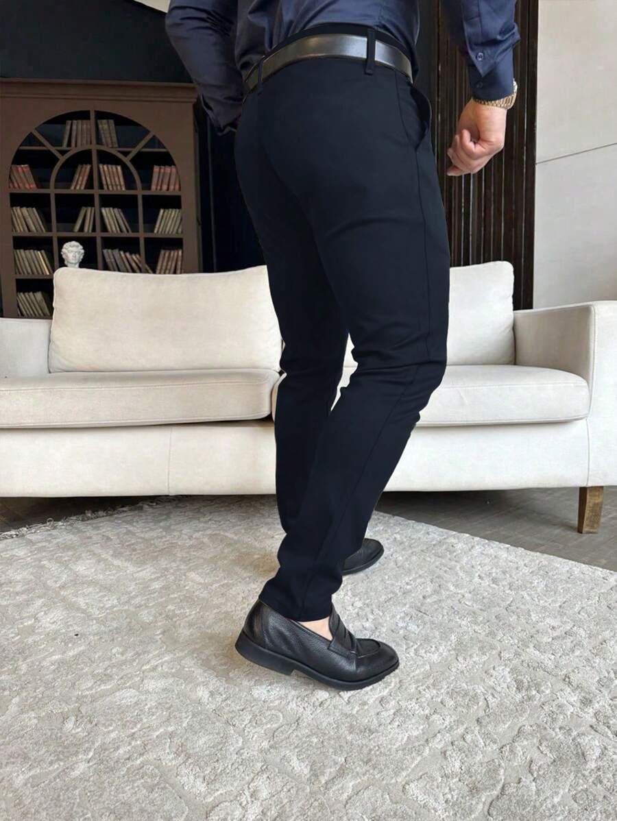 Muške ležerne pantalone za odelo jednobojne, Old Money stil