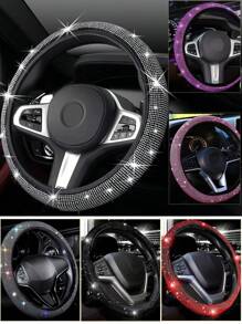Steering Wheel Cover For Women Men Bling Bling Crystal Diamond Sparkling Car SUV Wheel Protector Universal Fit 15 Inch