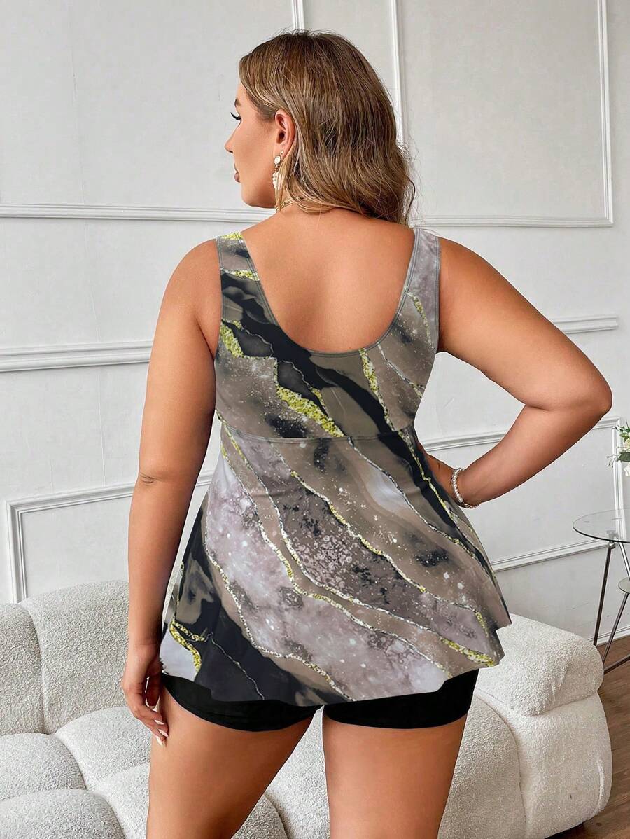 Plus size tankini top sa nabranim strukom na vezivanje