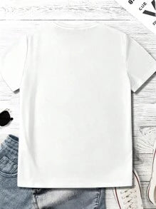SHEIN LUNE Fashionable Minimalist Wine Glass Print Casual Short Sleeve T-Shirt Graphic Tees Women Tops