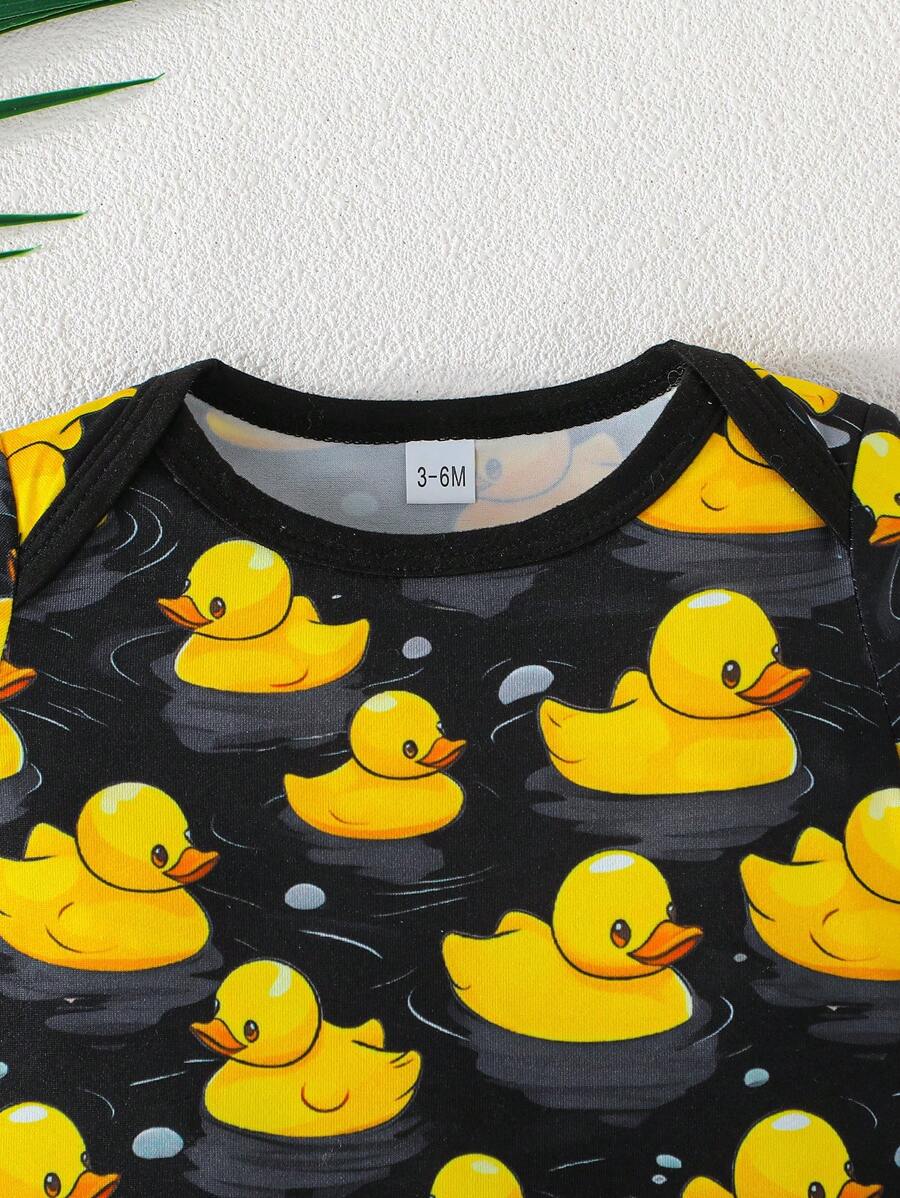 3 kom/set bebi body majice sa slatkim printom patke, udobne i lake za oblačenje, kratkih rukava
