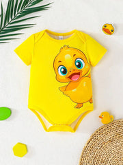 3 kom/set bebi body majice sa slatkim printom patke, udobne i lake za oblačenje, kratkih rukava