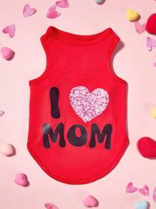 PETSIN 1pc I Love Mom Heart Print Pet Dog/Cat Vest