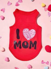 PETSIN 1pc I Love Mom Heart Print Pet Dog/Cat Vest