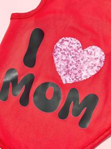 PETSIN 1pc I Love Mom Heart Print Pet Dog/Cat Vest