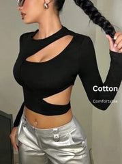 SHEIN ICON Cut Out Crop Tee