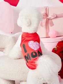 PETSIN 1pc I Love Mom Heart Print Pet Dog/Cat Vest