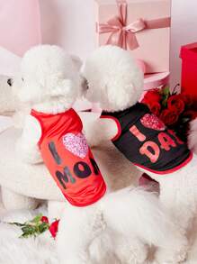 PETSIN 1pc I Love Mom Heart Print Pet Dog/Cat Vest