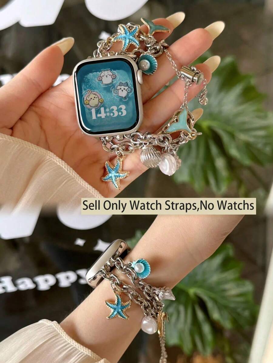 Narukvica kompatibilna sa Apple Watch, ženska verzija, sa trostrukim priveskom od bisera, za Apple watch