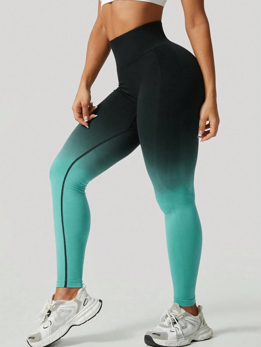 Ženske modne ombre pantalone za jogu  za trening, bešavne uske helanke sa visokim strukom