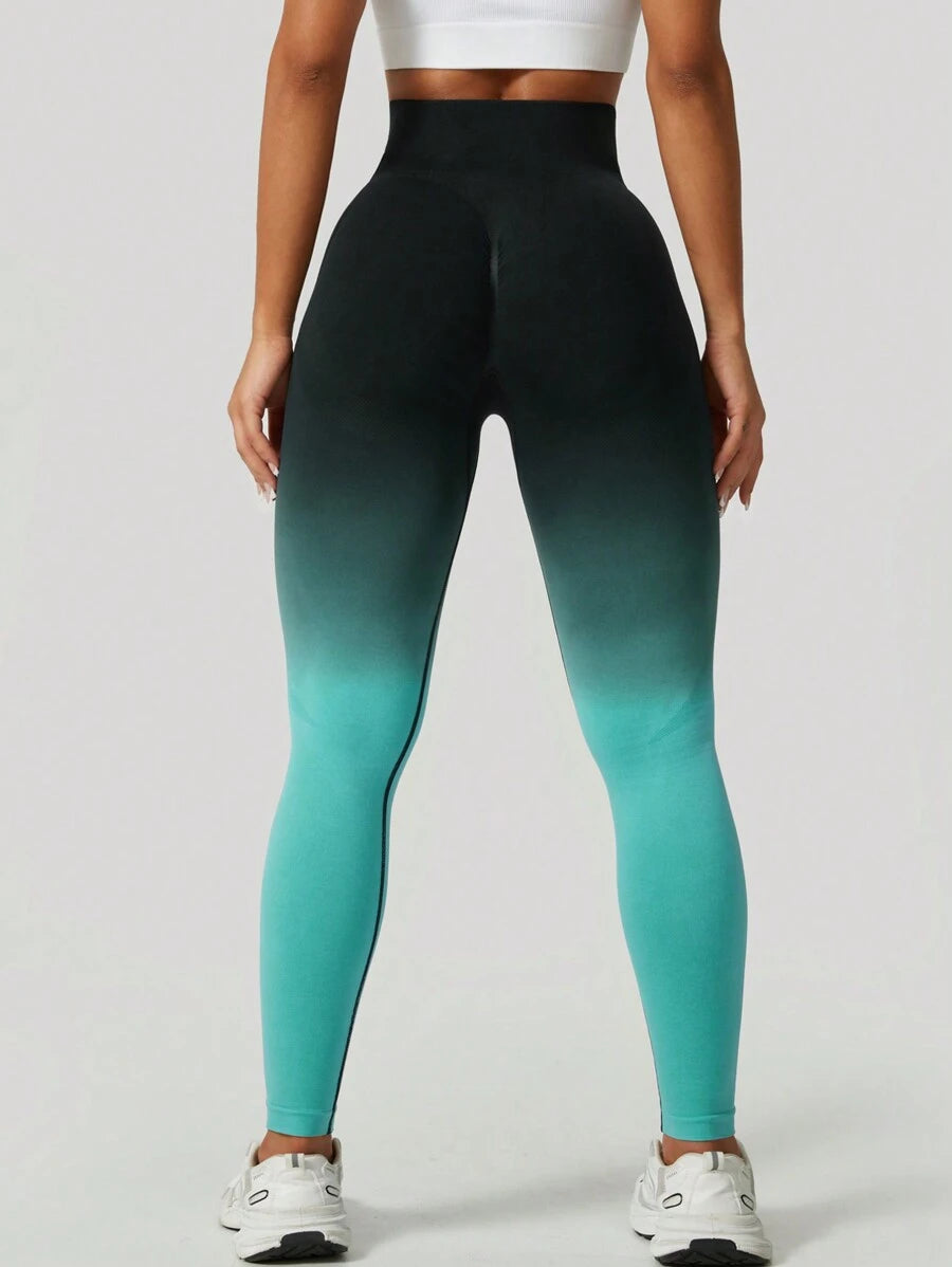 Ženske modne ombre pantalone za jogu  za trening, bešavne uske helanke sa visokim strukom