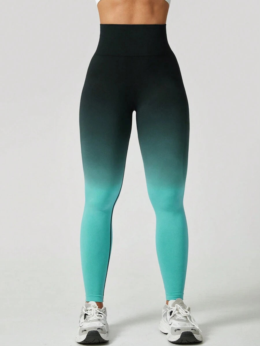 Ženske modne ombre pantalone za jogu  za trening, bešavne uske helanke sa visokim strukom