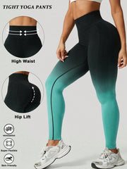 Ženske modne ombre pantalone za jogu  za trening, bešavne uske helanke sa visokim strukom