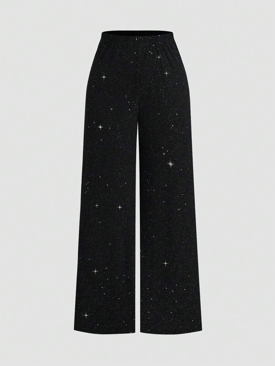Sparkling  Halter set Top i Široke Pantalone