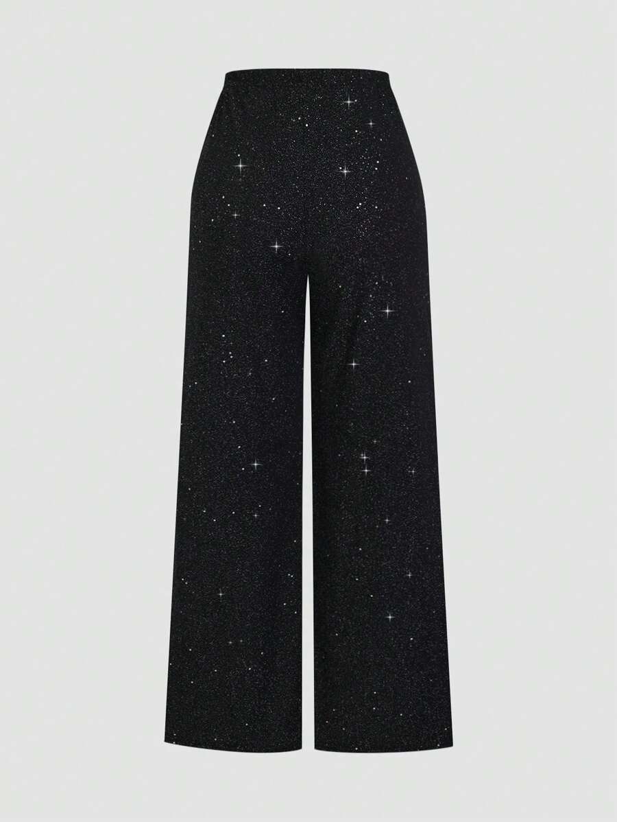 Sparkling  Halter set Top i Široke Pantalone