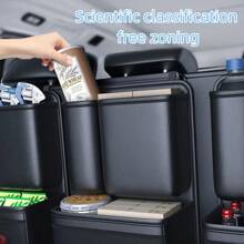 1pc Genuine Leather Car Trunk Organizer Storage Bag, High Capacity Backseat Hanging Holder, All Season Universal