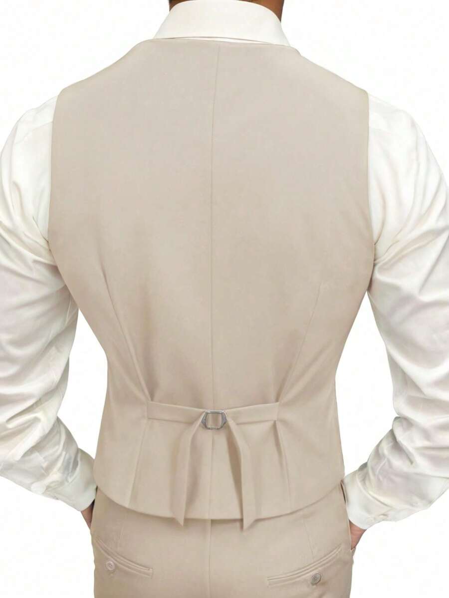 Muški poslovni komplet od 3 dela, uključuje sako, prsluk i pantalone, jednobojni, slim fit