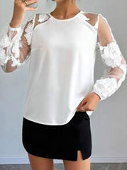 SHEIN Clasi Women's Floral Mesh Back Tie Elegant Blouse For Valentine's Day Date Fall Cloth For Women