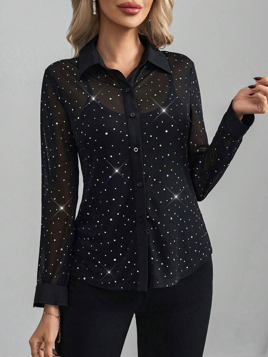Clasi Ženska  Čipkana Bluzica sa Dugim Rukavima Slim Fit