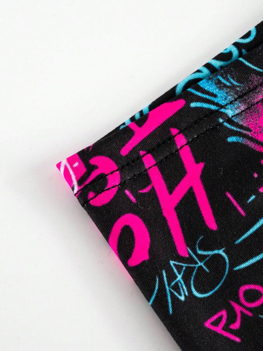 5 kom/pakovanje muške kratke gaće sa grafiti uzorkom, udobne i prozračne