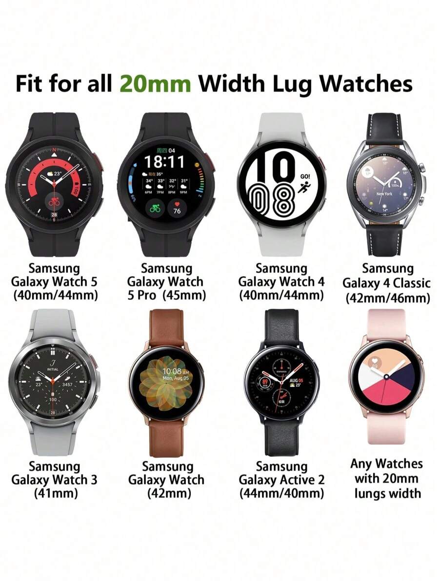 20mm dvobojna silikonska narukvica za sat sa cvetnim reljefom, kompatibilna sa Samsung Galaxy Watch 7 6 5 4 40mm 44mm/5 Pro/6 Classic 47mm/Watch 4 Classic/Active 2, 45mm/Watch 3/Watch 4 Classic 42mm 46mm Watch 6 47mm 43mm