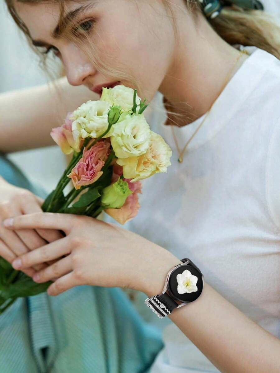 20mm dvobojna silikonska narukvica za sat sa cvetnim reljefom, kompatibilna sa Samsung Galaxy Watch 7 6 5 4 40mm 44mm/5 Pro/6 Classic 47mm/Watch 4 Classic/Active 2, 45mm/Watch 3/Watch 4 Classic 42mm 46mm Watch 6 47mm 43mm