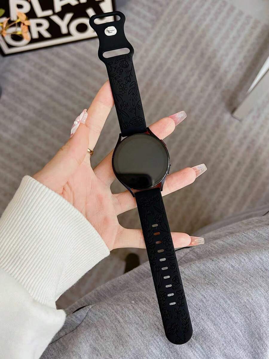 20mm dvobojna silikonska narukvica za sat sa cvetnim reljefom, kompatibilna sa Samsung Galaxy Watch 7 6 5 4 40mm 44mm/5 Pro/6 Classic 47mm/Watch 4 Classic/Active 2, 45mm/Watch 3/Watch 4 Classic 42mm 46mm Watch 6 47mm 43mm