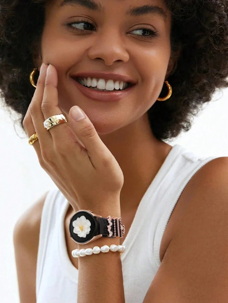 20mm dvobojna silikonska narukvica za sat sa cvetnim reljefom, kompatibilna sa Samsung Galaxy Watch 7 6 5 4 40mm 44mm/5 Pro/6 Classic 47mm/Watch 4 Classic/Active 2, 45mm/Watch 3/Watch 4 Classic 42mm 46mm Watch 6 47mm 43mm
