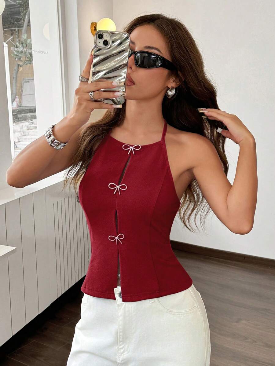 Casual Pleteni Top bez Leđa