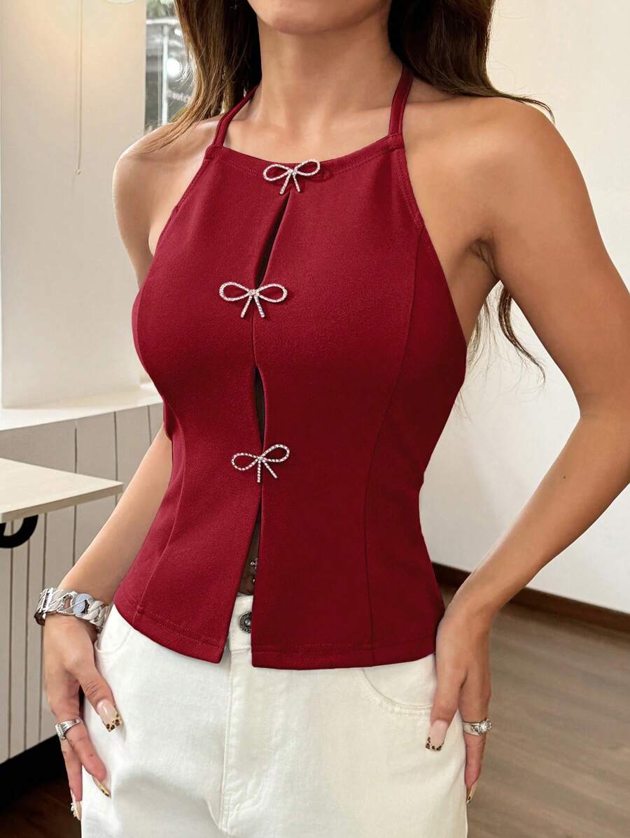 Casual Pleteni Top bez Leđa