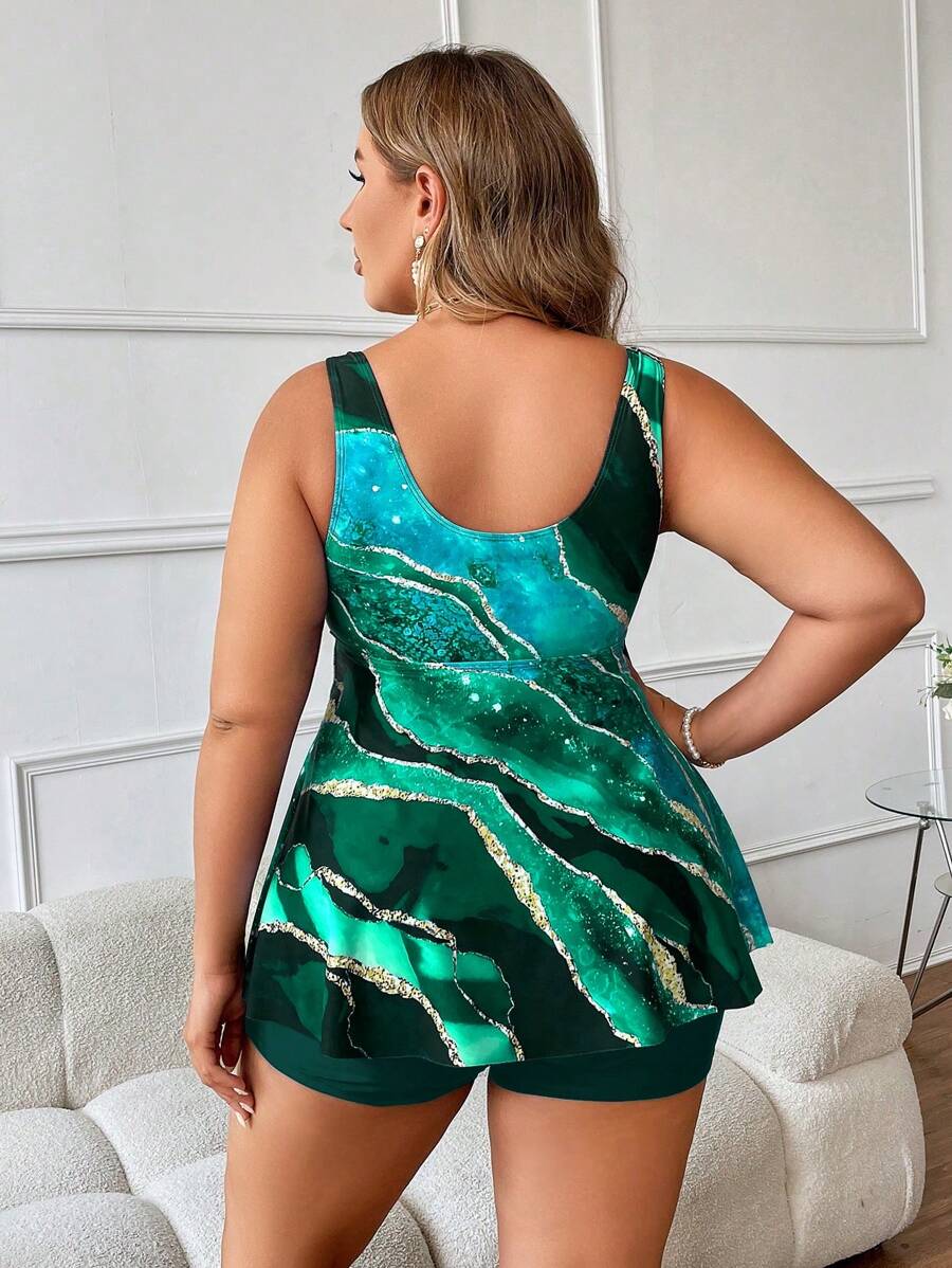 Plus size tankini top sa nabranim strukom na vezivanje