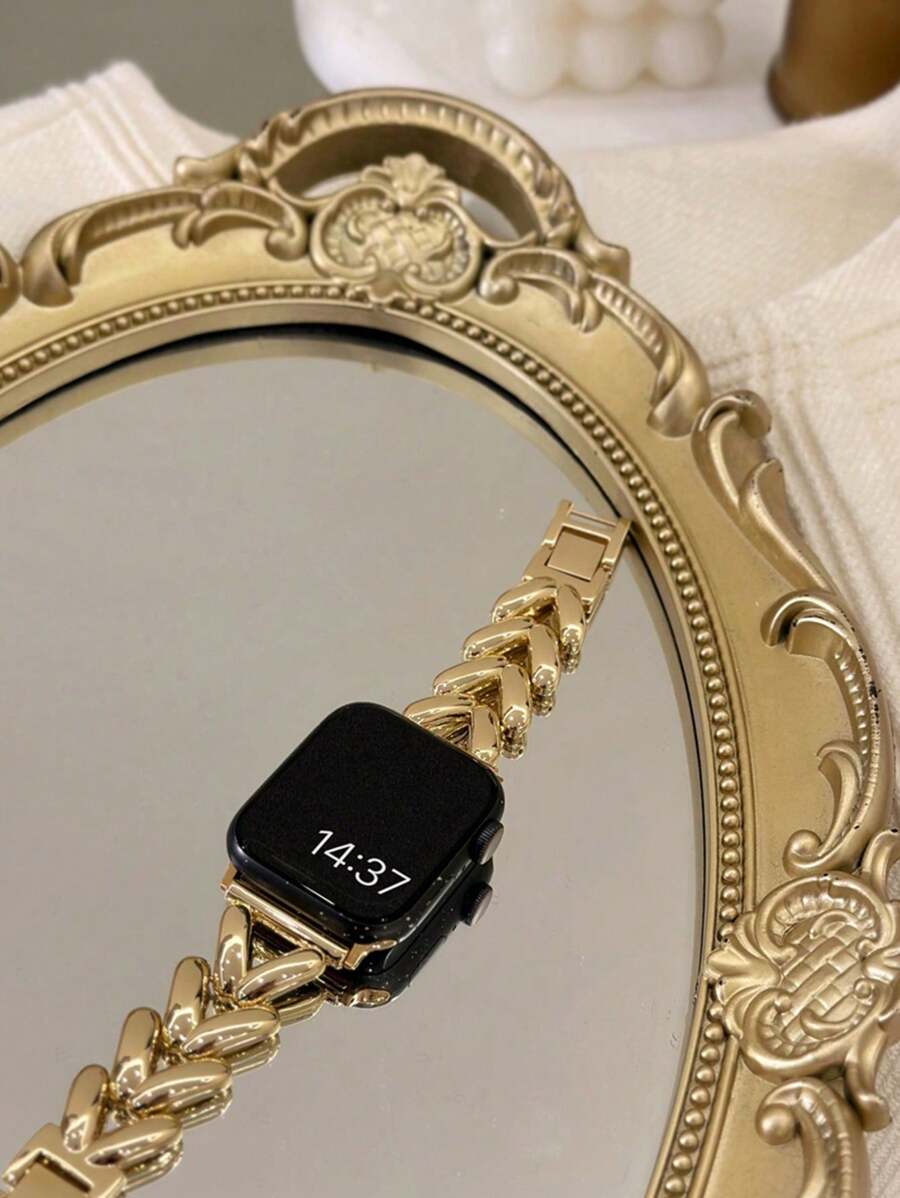 Luksuzna crno-zlatna geometrijska narukvica za sat kompatibilna sa Apple Watch 38mm 40mm 41mm 42mm 44mm 45mm 49mm