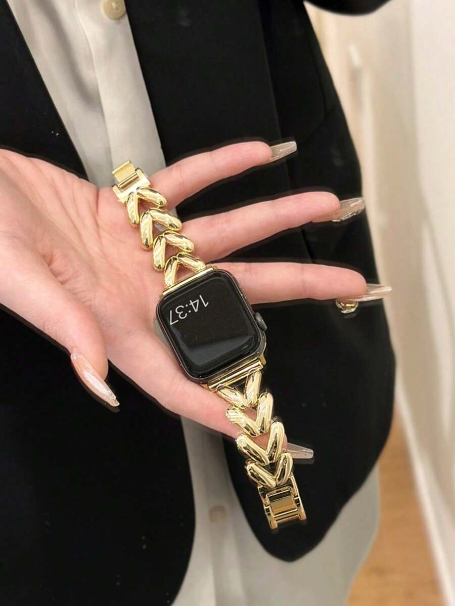 Luksuzna crno-zlatna geometrijska narukvica za sat kompatibilna sa Apple Watch 38mm 40mm 41mm 42mm 44mm 45mm 49mm