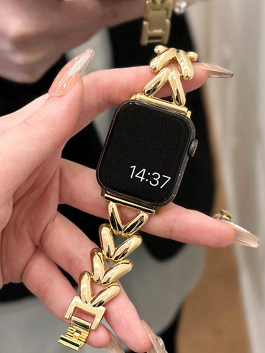 Luksuzna crno-zlatna geometrijska narukvica za sat kompatibilna sa Apple Watch 38mm 40mm 41mm 42mm 44mm 45mm 49mm