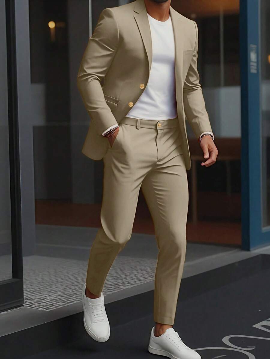Muško odelo od 2 dela sa jednim dugmetom, slim fit, formalno