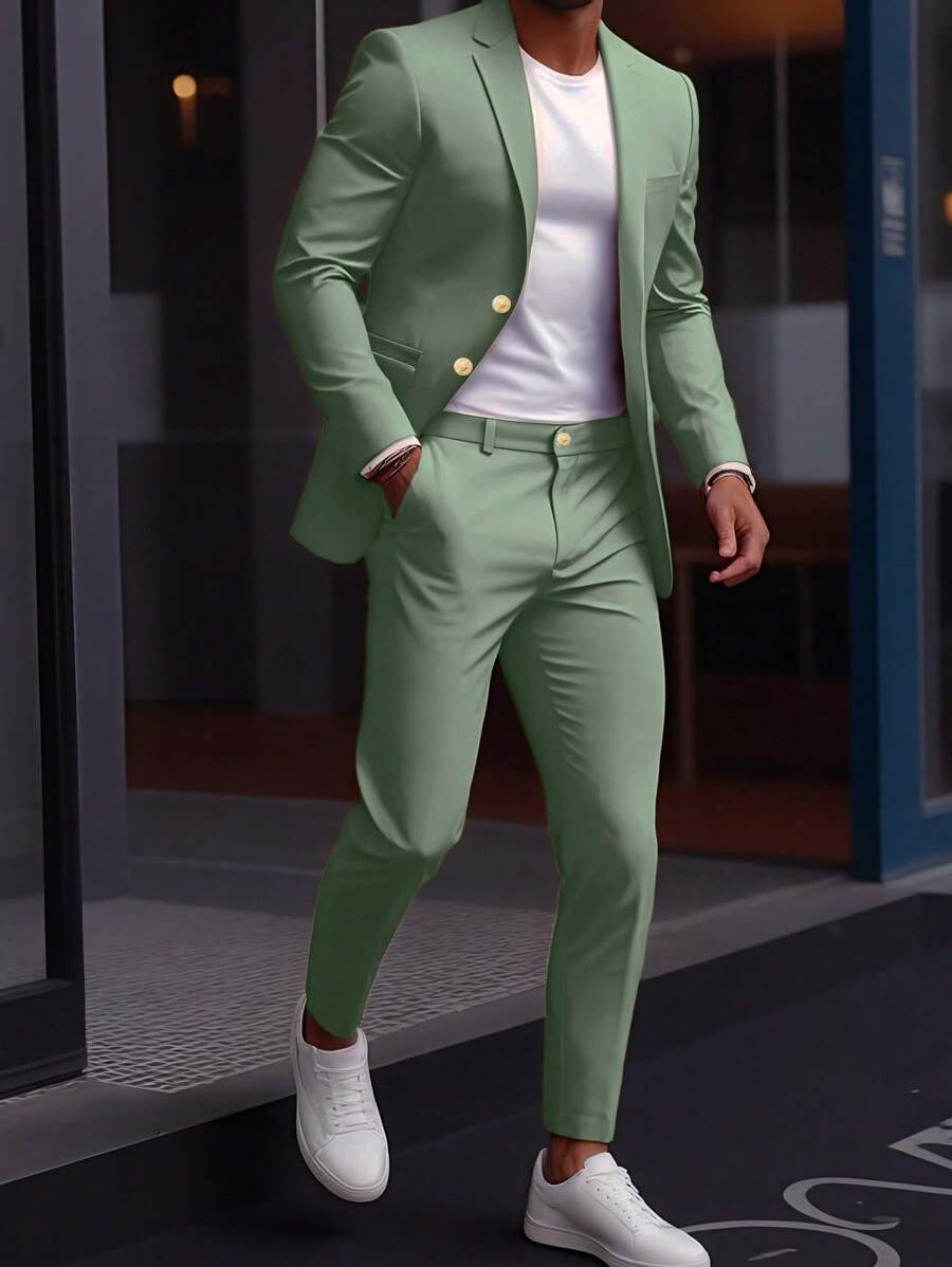 Muški set od sakoa i pantalona, slim fit, klasičan luksuzni stil, formalni, Old Money