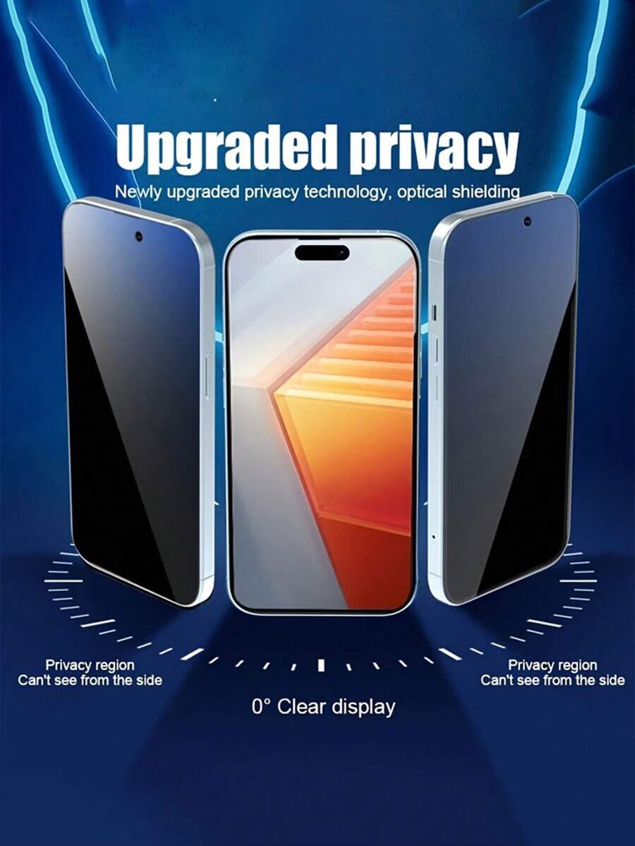 4 komada zaštitnog stakla za ekran sa potpunom privatnošću za iPhone 17/17 Air/16/15/14/13/12/11/16 Pro Max/15 Pro Max/Plus/Mini/X/XS/XR/XS Max, 9H kaljeno staklo