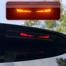 1pc Car High Brake Light Decorative Sticker, Carbon Fiber Tail Light Sticker, Rear Taillight Modification Cartoon Cute Demon Eye Projector Sticker, Light Transmittance Film