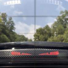 1pc Car High Brake Light Decorative Sticker, Carbon Fiber Tail Light Sticker, Rear Taillight Modification Cartoon Cute Demon Eye Projector Sticker, Light Transmittance Film