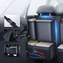 1pc Genuine Leather Car Trunk Organizer Storage Bag, High Capacity Backseat Hanging Holder, All Season Universal