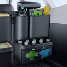 1pc Genuine Leather Car Trunk Organizer Storage Bag, High Capacity Backseat Hanging Holder, All Season Universal