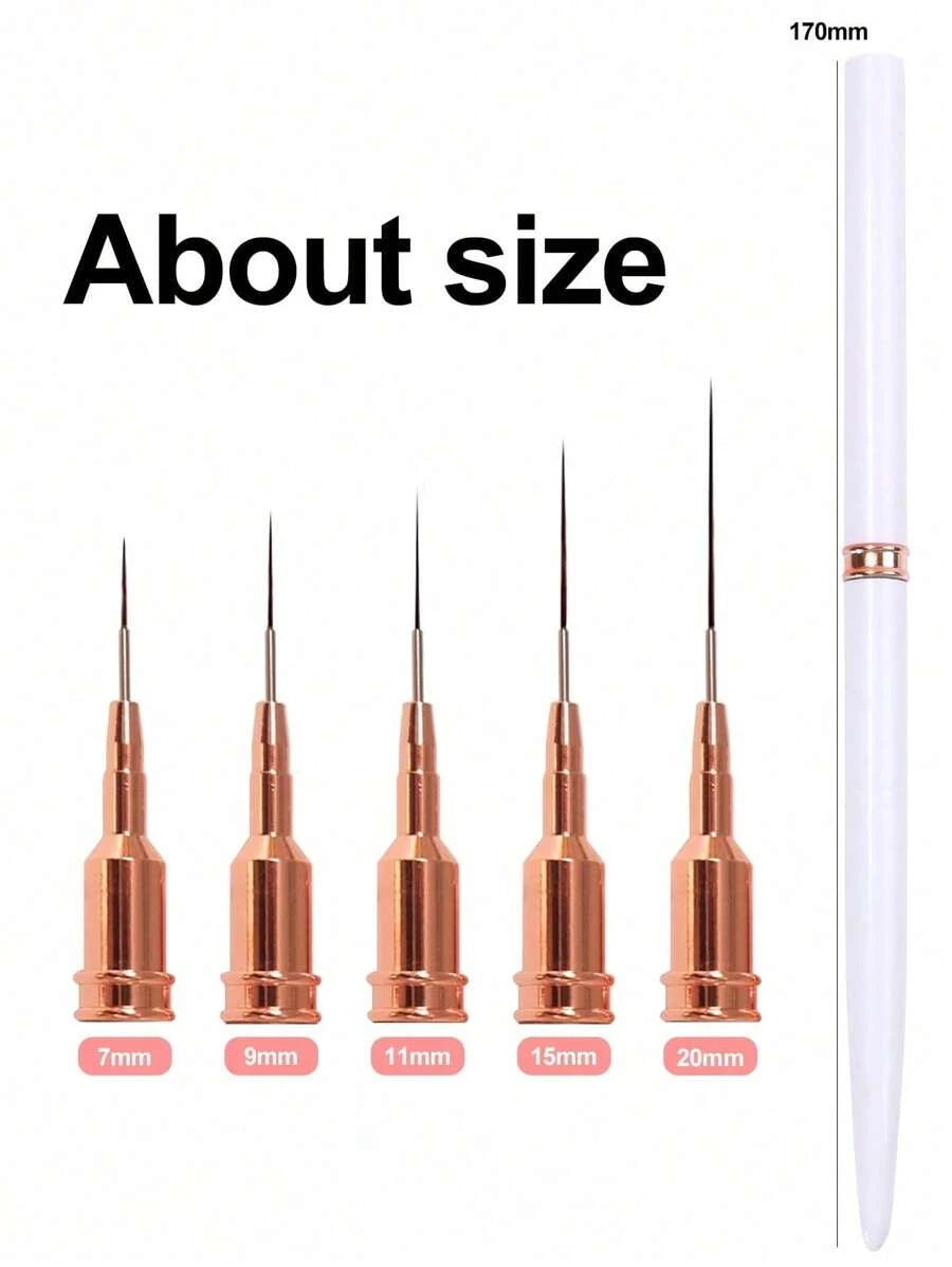 Set od 5 četkica za nail art, tanka četkica