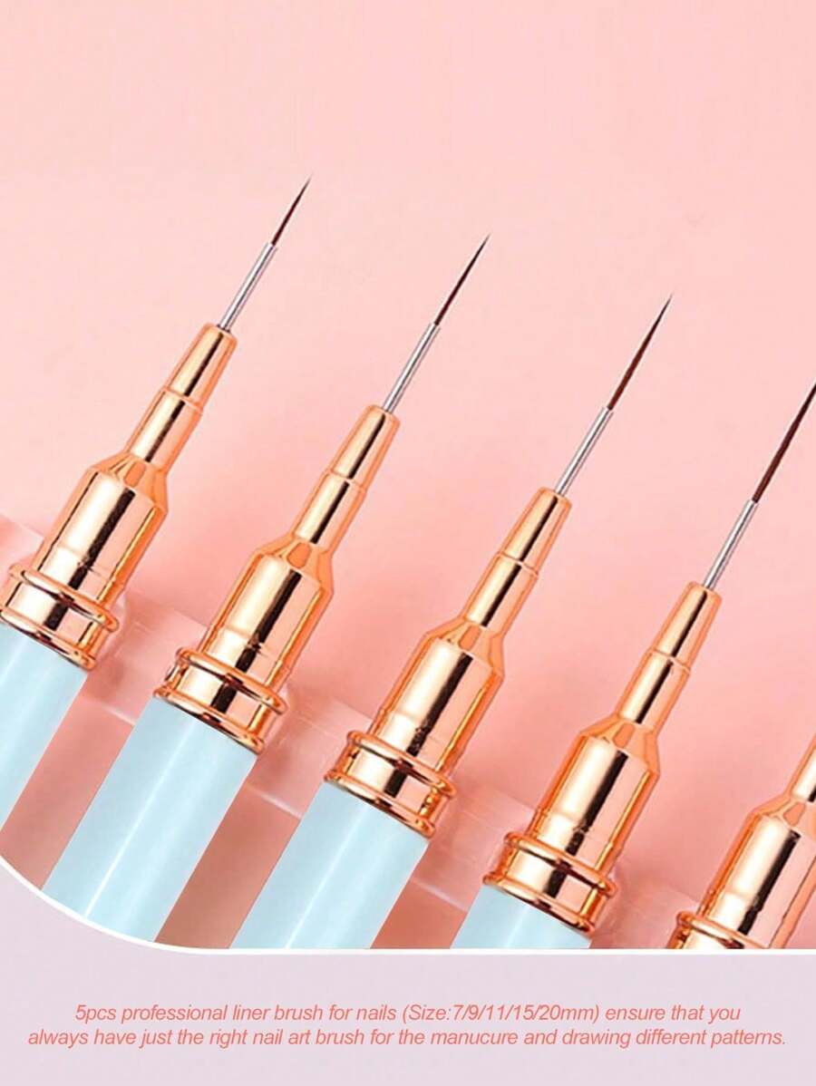 Set od 5 četkica za nail art, tanka četkica