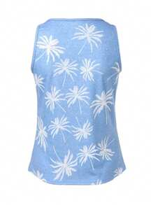 EMERY ROSE Women's Palm Tree Printed Tank Top Graphic Tees Women Tops