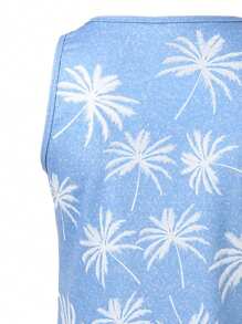 EMERY ROSE Women's Palm Tree Printed Tank Top Graphic Tees Women Tops