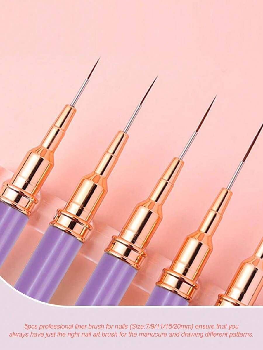 Set od 5 četkica za nail art, tanka četkica