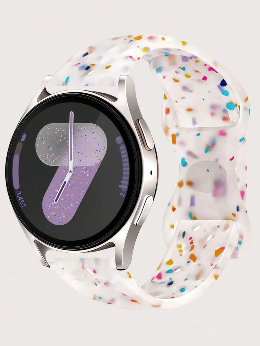 20mm dvobojna silikonska narukvica za sat sa cvetnim reljefom, kompatibilna sa Samsung Galaxy Watch 7 6 5 4 40mm 44mm/5 Pro/6 Classic 47mm/Watch 4 Classic/Active 2, 45mm/Watch 3/Watch 4 Classic 42mm 46mm Watch 6 47mm 43mm
